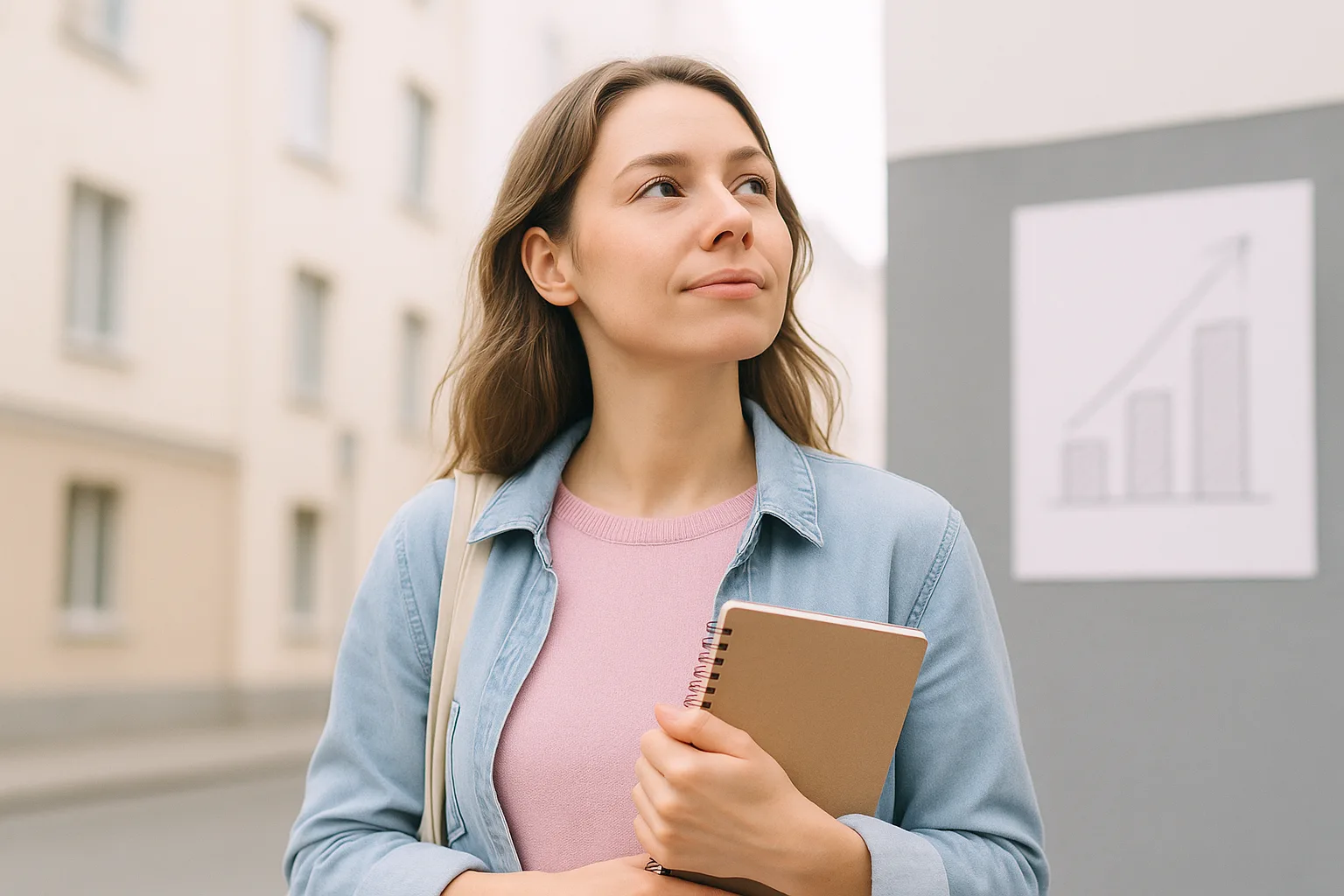молодая женщина раздумывает на прогулке