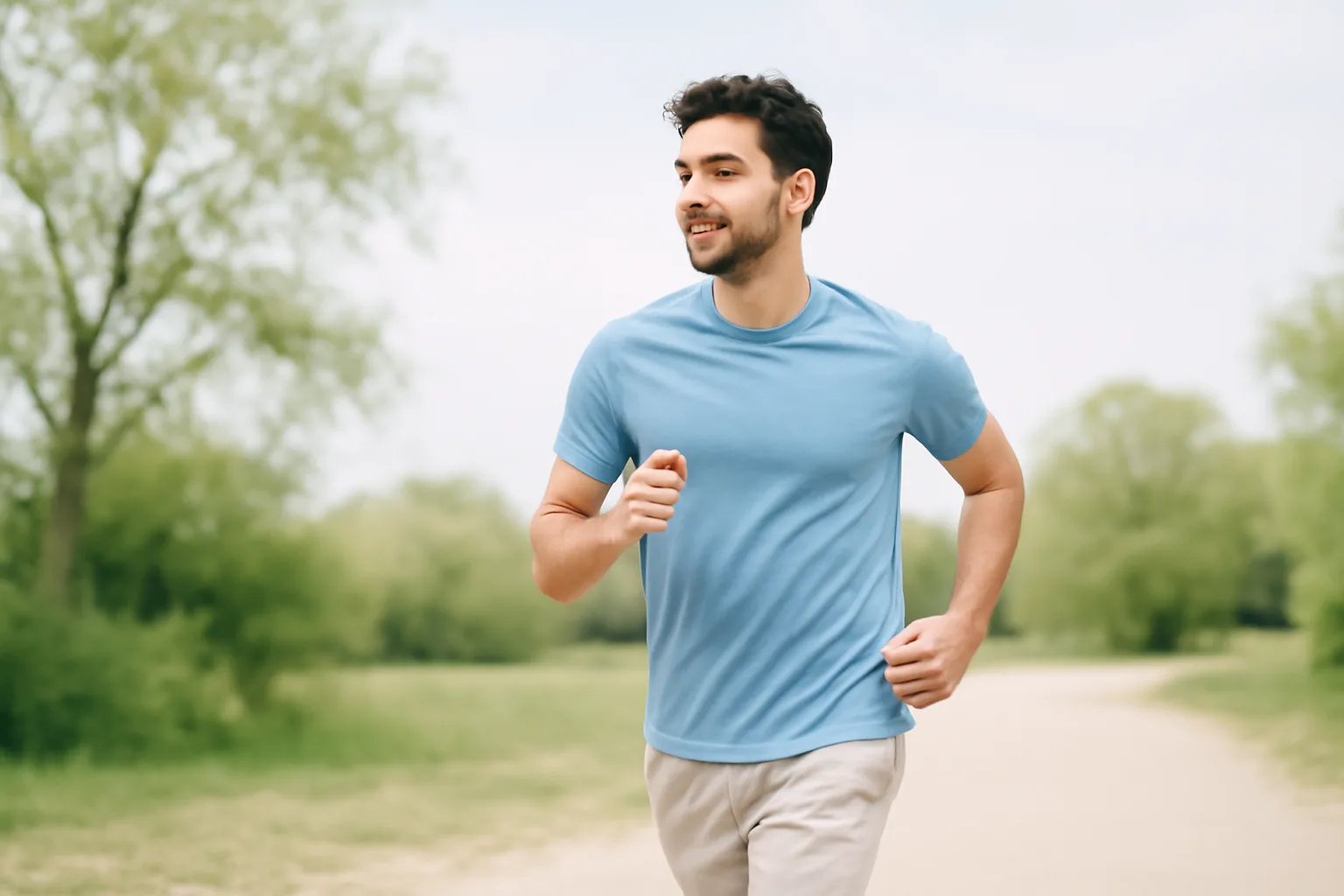 мужчина занимается спортом на улице